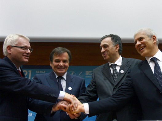 Four presidents (left-to-right): Ivo Josipović, Haris Silajdžić, Filip Vujanović, Boris Tadić (Photo from Tanjug)