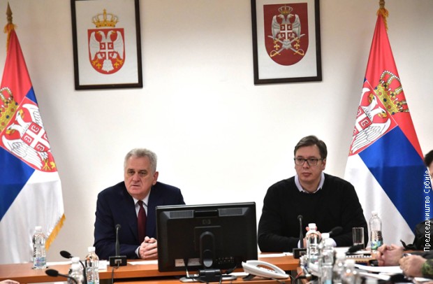 Tomislav Nikolić i Aleksandar Vučić na sednici Saveta za nacionalnu bezbednost