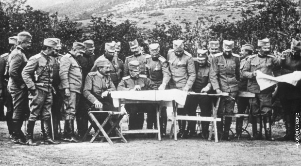 Принц Александар у штабу са генералом Петром Бојовићем