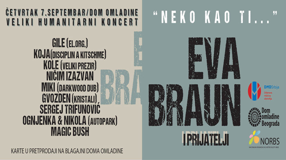 „Ева Браун“ на хуманитарном концерту 7. септембра у ДОБ-у