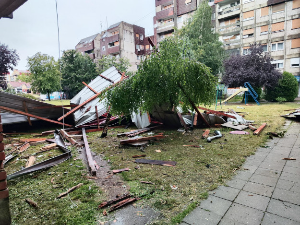 Због невремена више од 20 интервенција МУП-а; у Београду, Крагујевцу, Новом Пазару ветар обарао дрвеће, летели делови кровова 