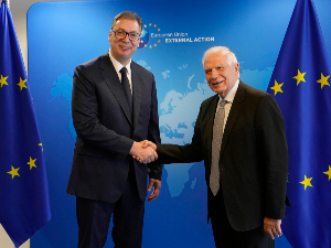 Вучић у Бриселу: Курти није хтео или није смео да се састане са мном; Борељ: Приштина није била спремна за трилатералу  