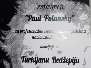 Туркијан Реџепи – добитник награде за новинарство и хуманост „Пол Полански”