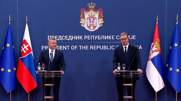 Словачки председник Пелегрини у дводневној посети Србији, обраћање двојице председника после састанка