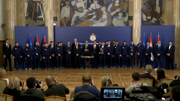 Ватерполисти Србије на пријему код председника Вучића