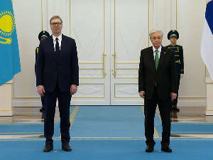 Свечани дочек за Вучића у председничкој палати у Астани, састанак са Токајевим