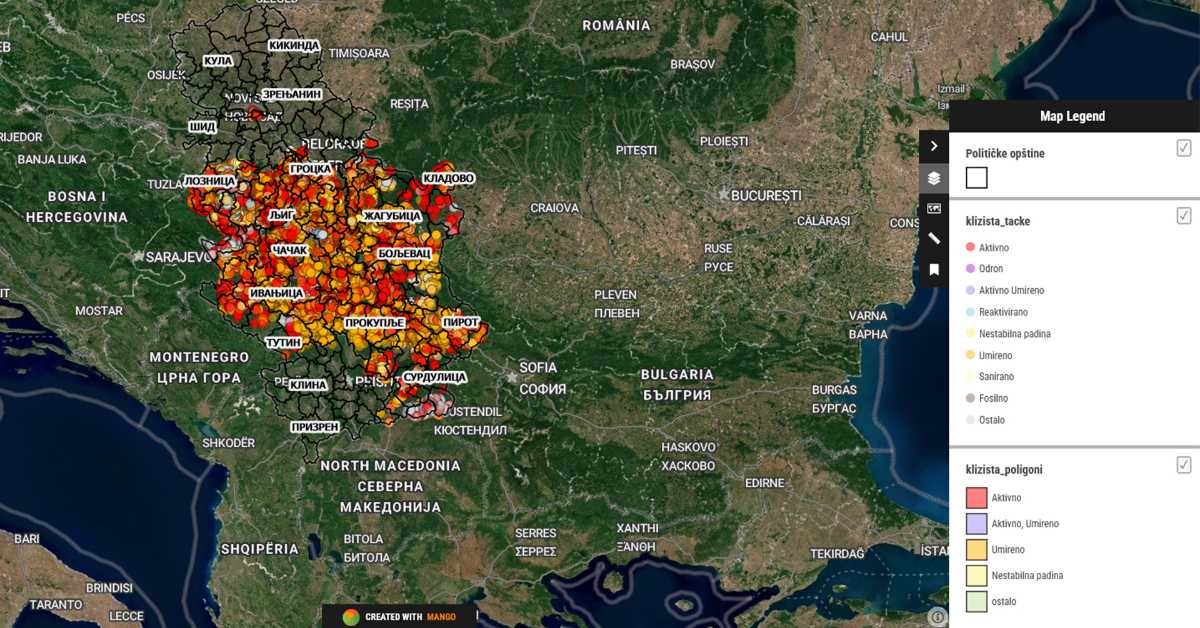Мапа клизишта први пут на РТС-у, где прети највећа опасност после кише