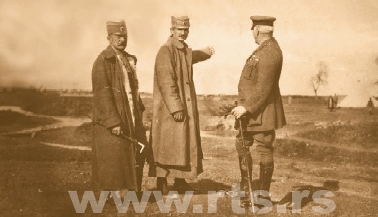 Војвода Живојин Мишић, принц Ђорђе Карађорђевић и адмирал Трубриџ на Солунском фронту 1917. године