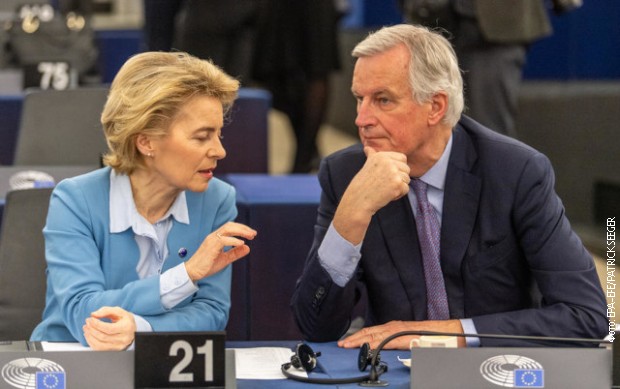 Predsednica EK Ursula fon der Lajen u razogovoru sa glavnim pregovaračem EU o Bregzitu Mišelom Barnijeom