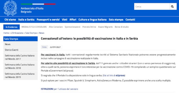 Dovoljno je otići na sajt italijanske ambasade, gde je sve objašnjeno