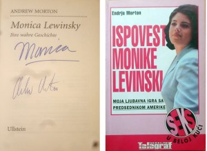 Посвета Монике Левински Драгану Бисенићу и српско издање књиге Ендрјуа Мортона