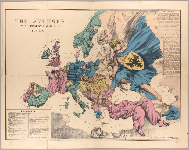 Велика источна криза на алегоријској мапи Европе 1877. 