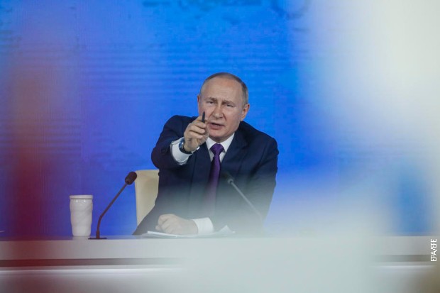 Владимир Путин на годишњој конференцији за штампу у Москви, 23. децембра 2021.