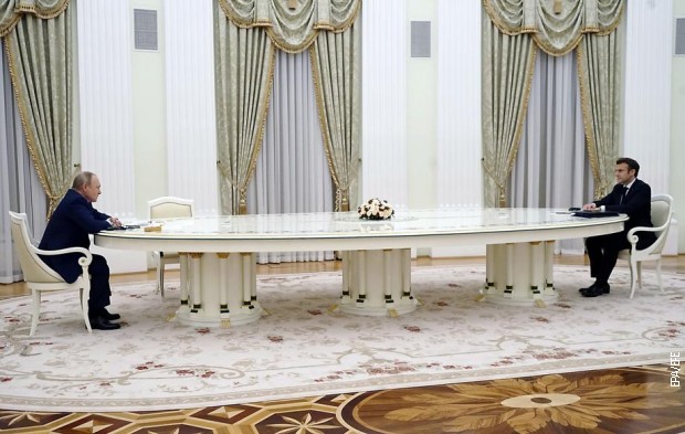 Predsednici Rusije i Francuske Vladimir Putin i Emanuel Makron u Moskvi 7. februara 2022.