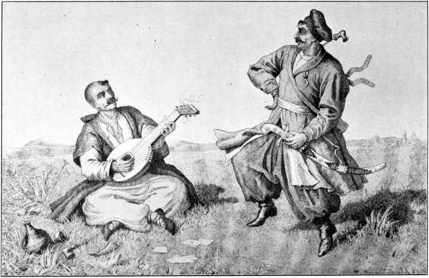 Запорошки козаци се забављају, литографија из 1760.