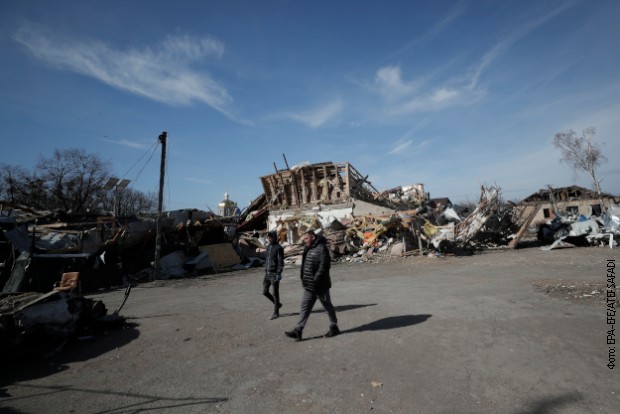 Posledice sukoba u gradu Bišiv zapadno od Kijeva