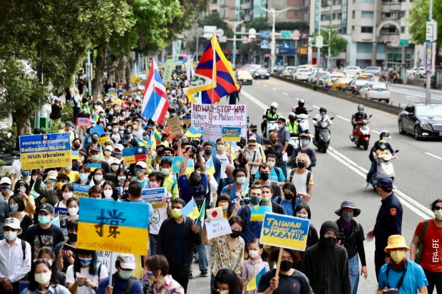 Demonstracije podrške Ukrajini u Tajpeju, Tajvan, 13. mart 2022.
