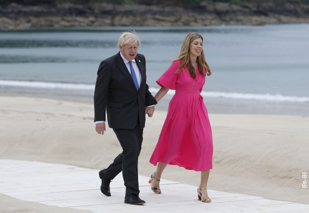 Борис и Кери Џонсон у време одржавања самита Г7 у Корнволу, јуна 2021.