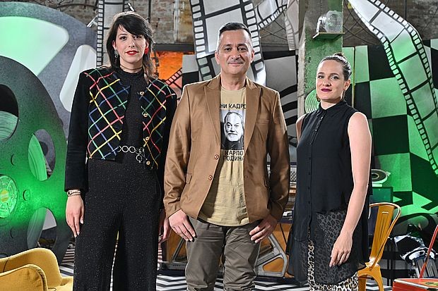 Милана Никић и Марко Новаковић са монтажерком Душком Латас