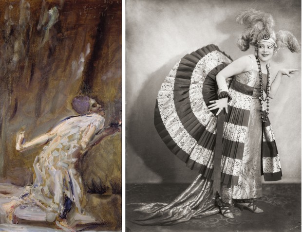 Тила Дирије као Потифарова жена на слици Макса Слевогта и представи из 1927.