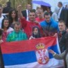 Српска застава испред храма у Тирани