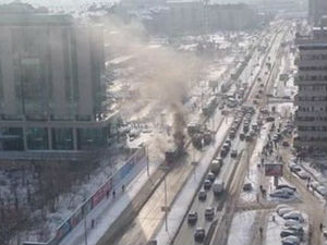 Запалио се аутобус на Новом Београду