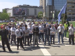 Протест групе радника "Фијат пластике" у Крагујевцу
