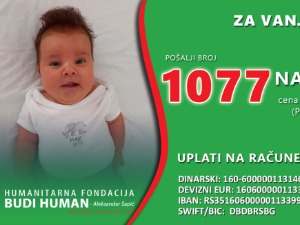 Недостаје више од милион евра да мала Вања прими лек, времена је све мање