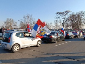 Протестна вожња у Београду у знак подршке руској војној акцији у Украјини