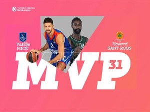 Мицић и Сент-Рос најкориснији играчи у 31. колу Евролиге