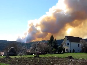 Гори шума код Краљева, јак ветар разбуктава пламен