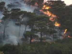 Велики пожар на албанском острву Сазан