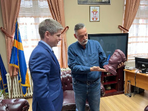 Арно Гујон у Зајечару с градоначелником Бошком Ничићем