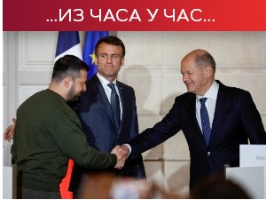 После Лондона, Зеленски у Паризу са Макроном и Шолцом; Русија: Слање авиона имало би последице по цео свет